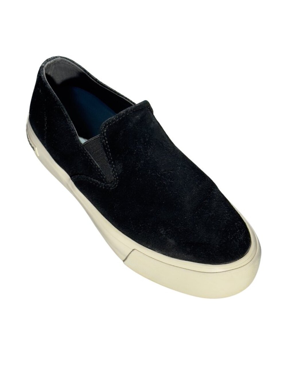 SeaVees Women's Baja Slip-On Platform Suede Shoes Black / White Size 8.5